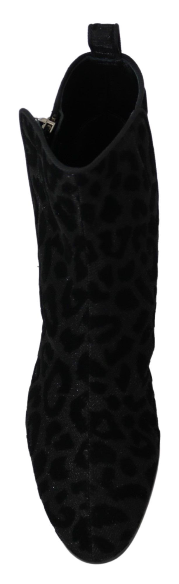 Dolce & Gabbana | Black Leopard Short Boots Zipper Shoes
