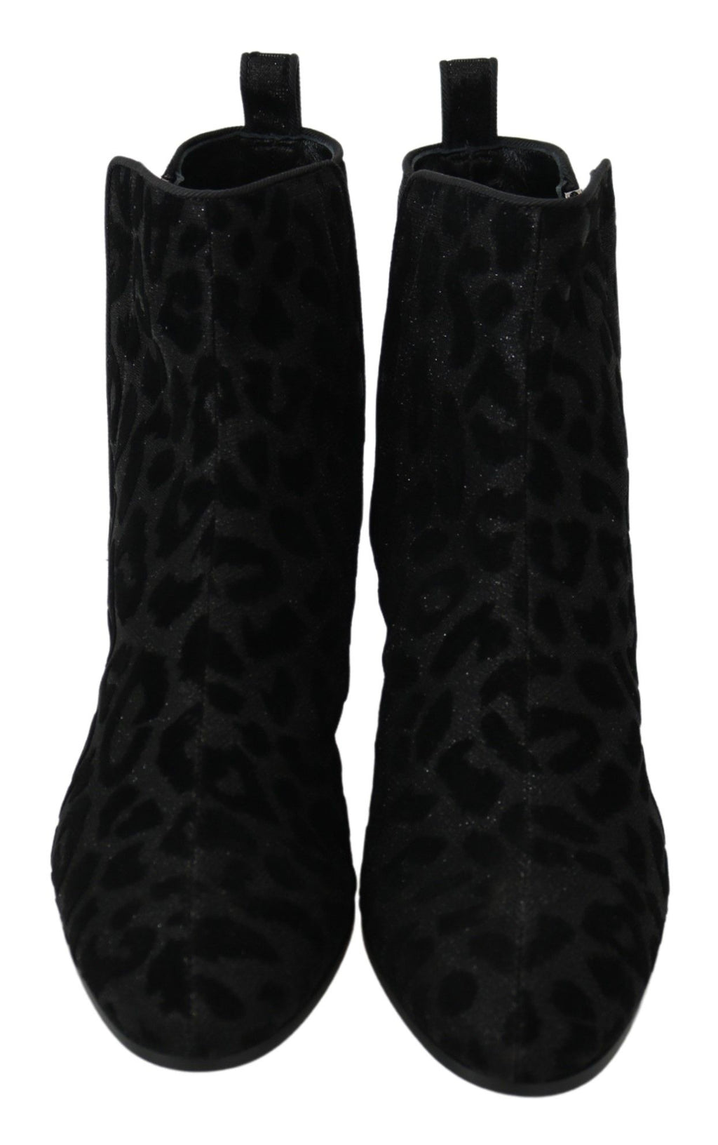 Dolce & Gabbana | Black Leopard Short Boots Zipper Shoes