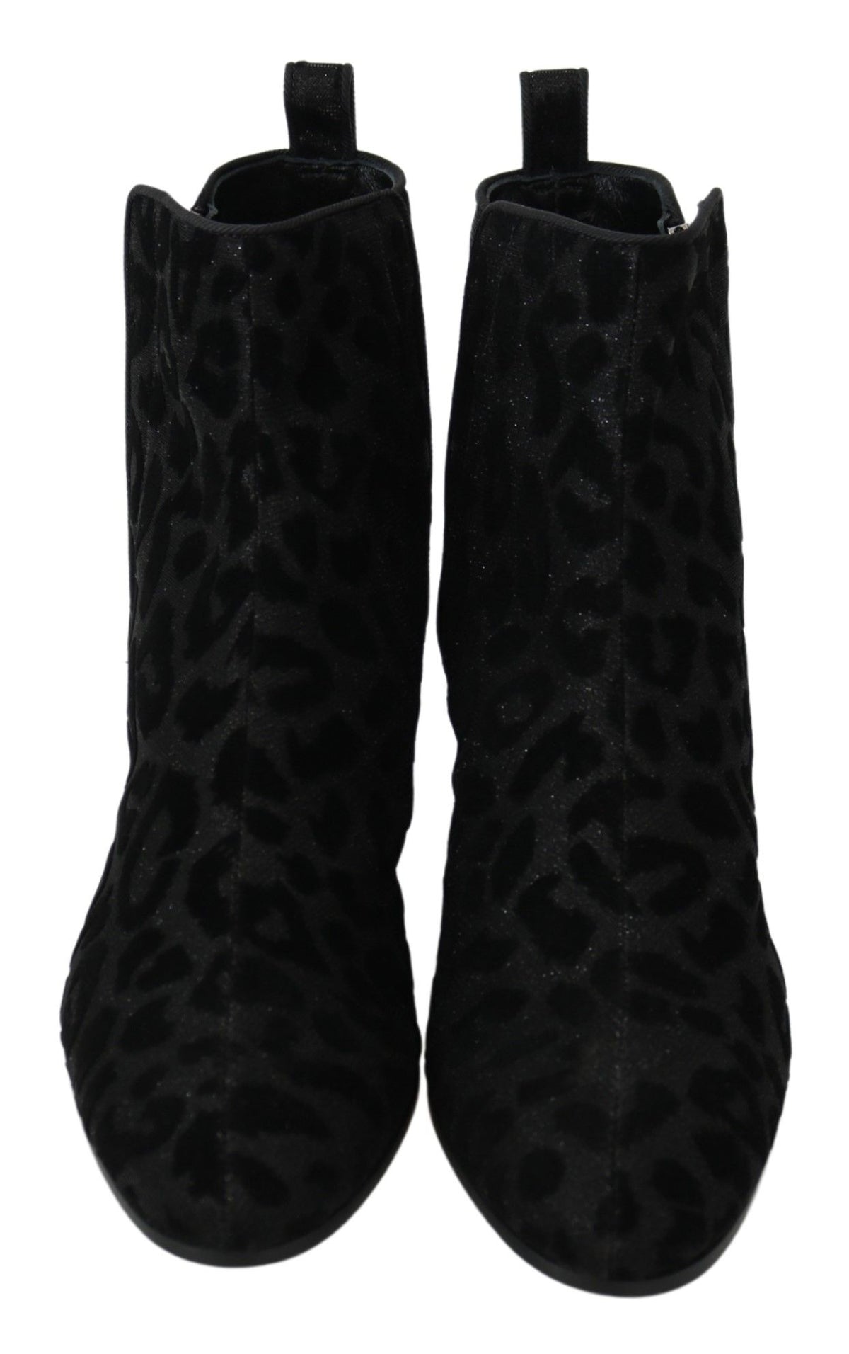 Dolce & Gabbana | Black Leopard Short Boots Zipper Shoes