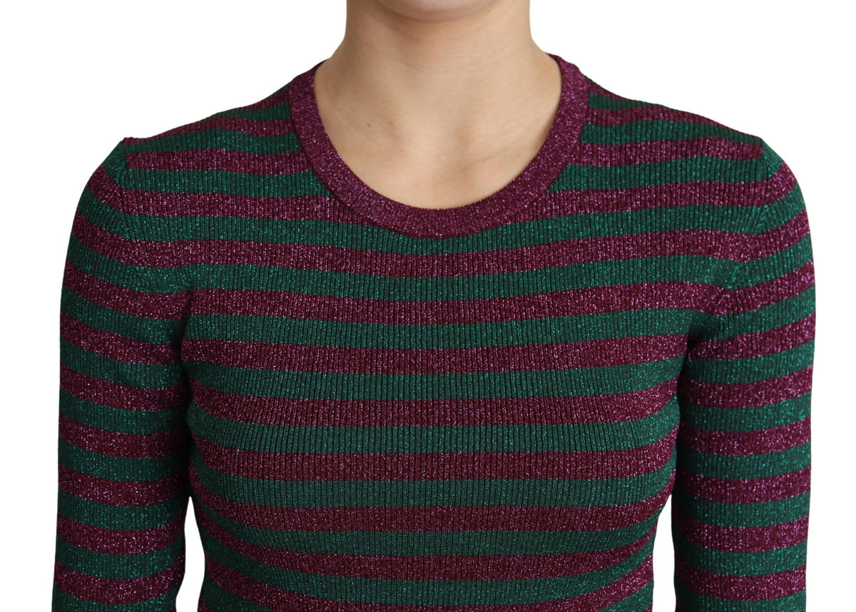 Dolce & Gabbana | Multicolor Stripes Crew Neck Pullover Sweater