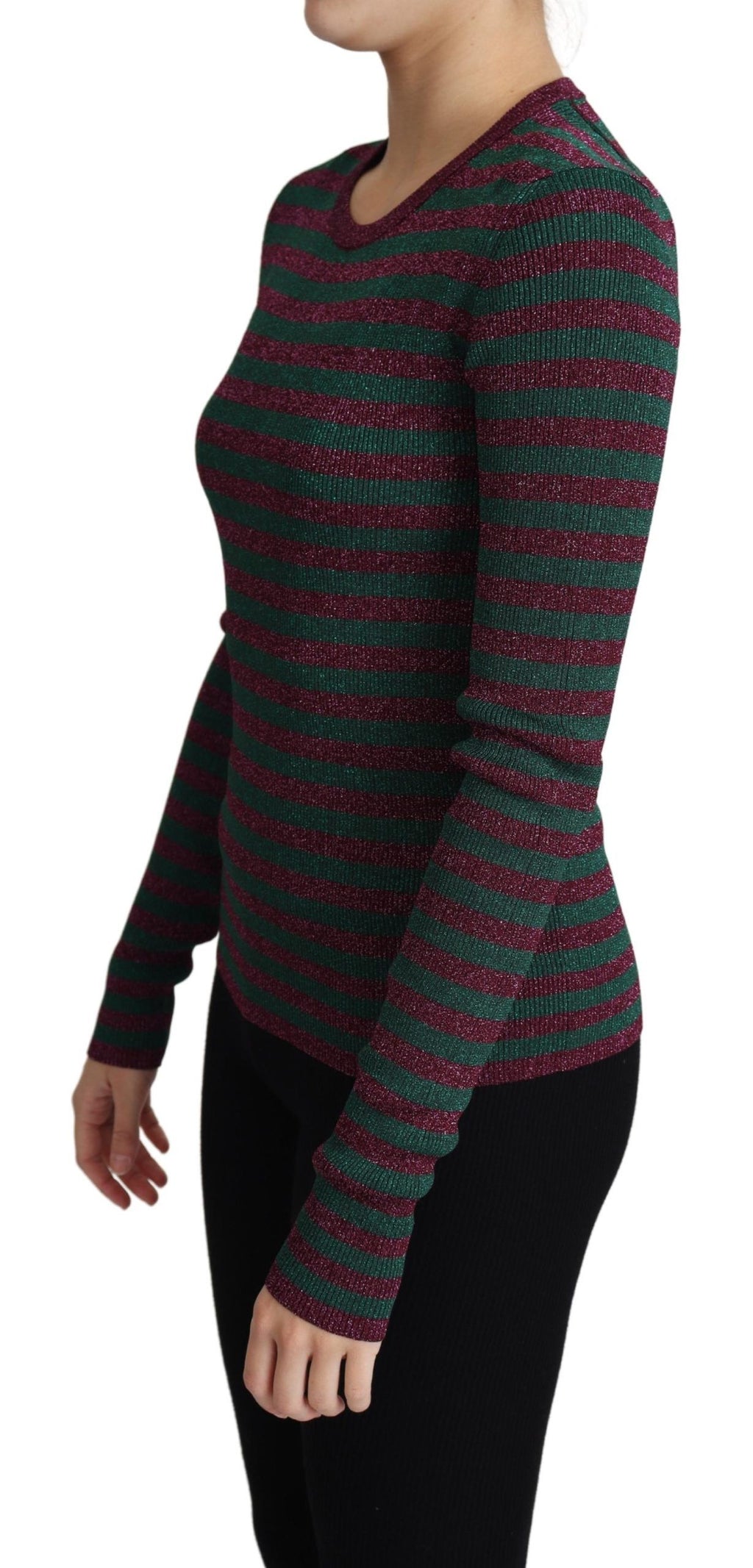 Dolce & Gabbana | Multicolor Stripes Crew Neck Pullover Sweater