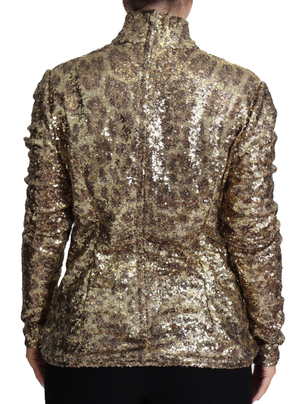 Dolce & Gabbana | Brown Leopard Fit Turtleneck Sequin Sweater