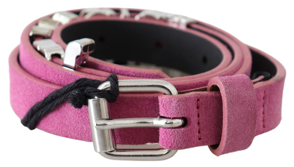 Just Cavalli | Pink Silver Chrome Metal Buckle Waist Belt