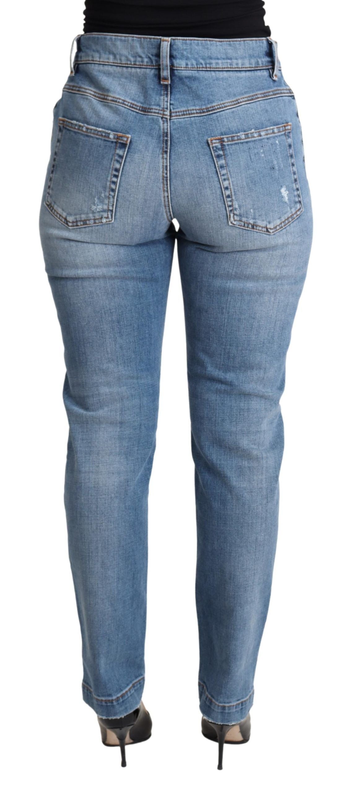Dolce & Gabbana | Blue Tattered Skinny Denim Cotton Blend Jeans