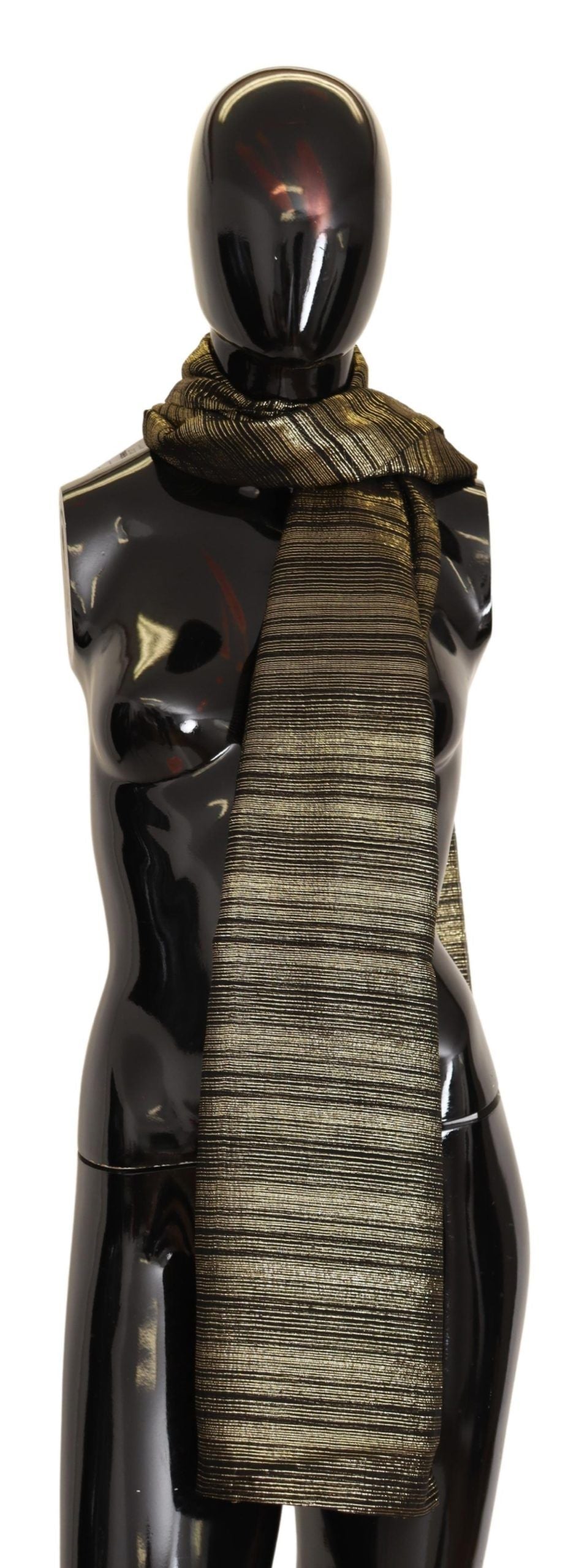 Dolce & Gabbana | Metallic Gold Silk Stretch Shawl Wrap Scarf