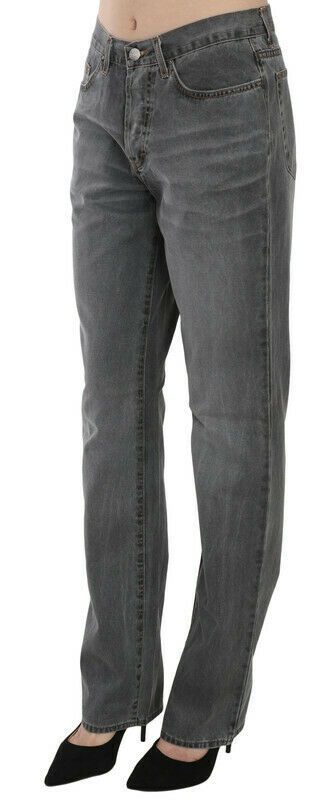 Just Cavalli | Gray Washed Mid Waist Straight Denim Pants Jeans