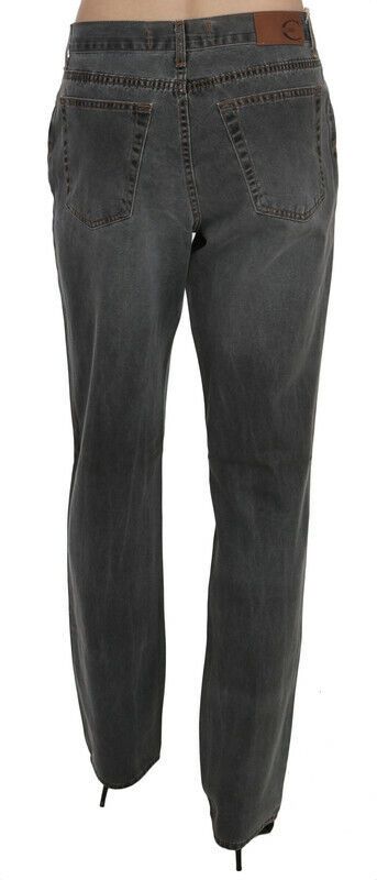 Just Cavalli | Gray Washed Mid Waist Straight Denim Pants Jeans