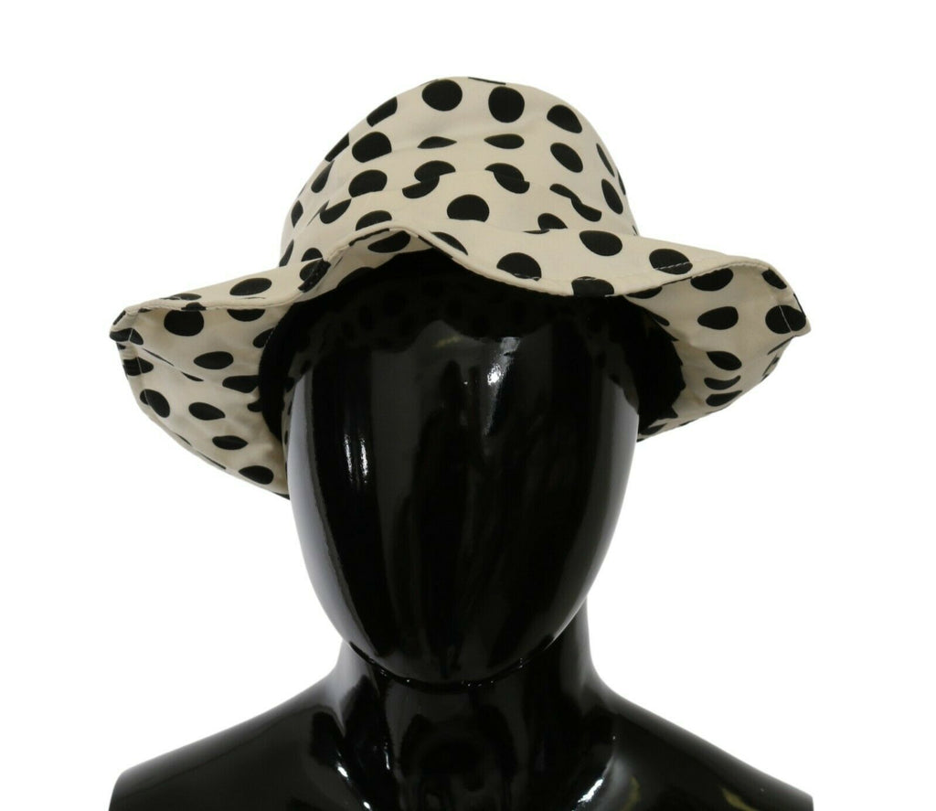 Dolce & Gabbana | White 100% Cotton Polka Dot Design Trilby Hat