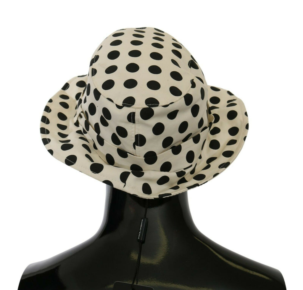 Dolce & Gabbana | White 100% Cotton Polka Dot Design Trilby Hat