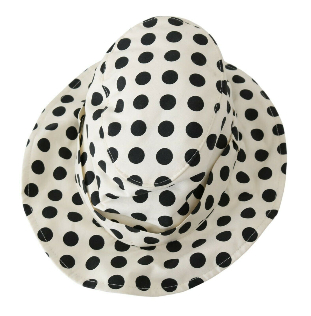 Dolce & Gabbana | White 100% Cotton Polka Dot Design Trilby Hat