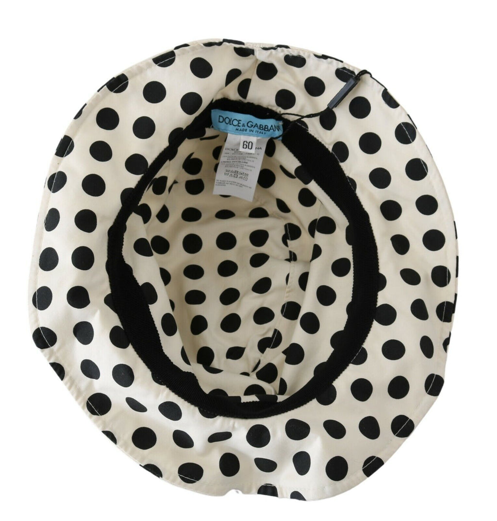 Dolce & Gabbana | White 100% Cotton Polka Dot Design Trilby Hat