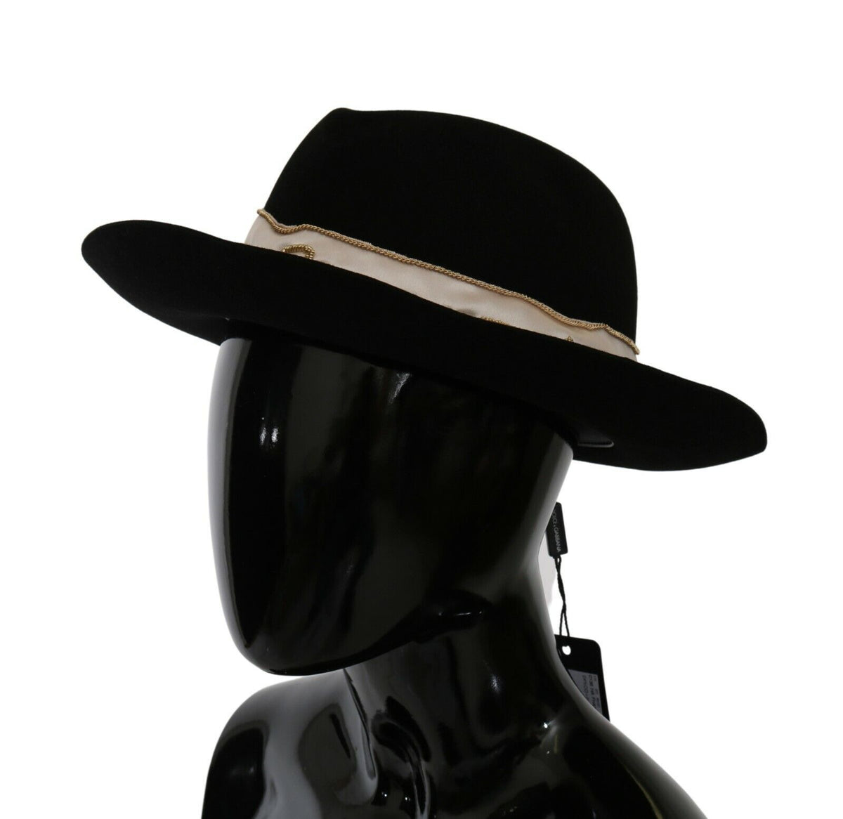 Dolce & Gabbana | Black Lapin Amor Gignit Wide Brim Panama Hat
