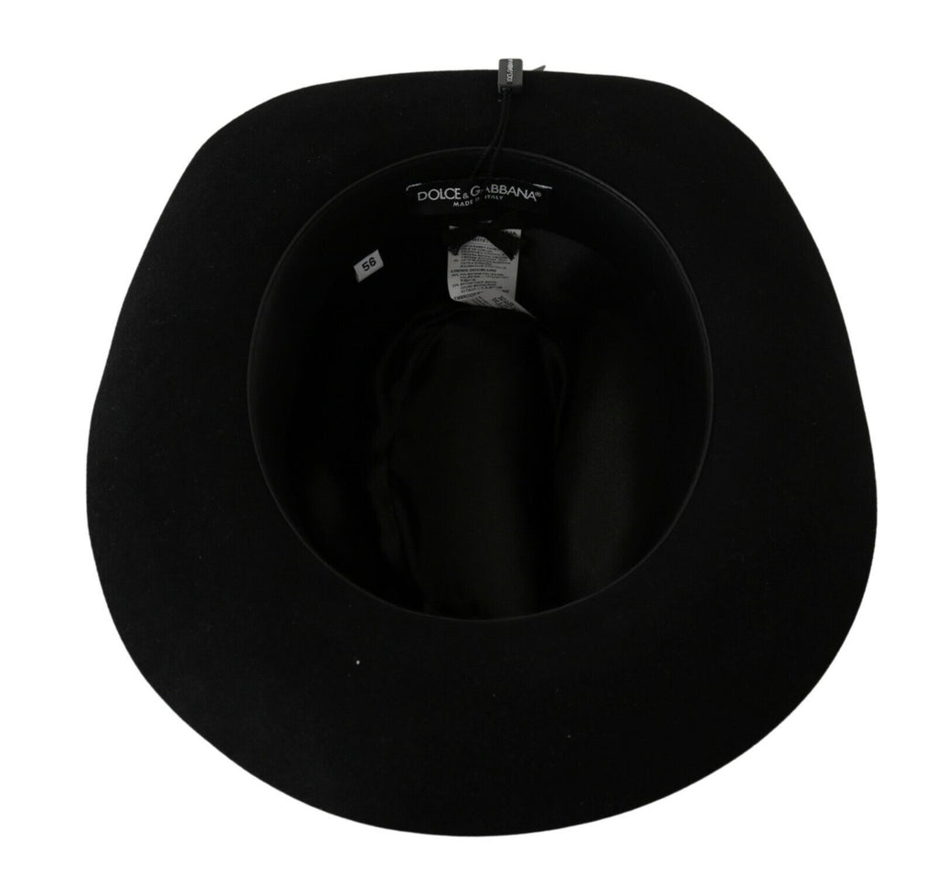 Dolce & Gabbana | Black Lapin Amor Gignit Wide Brim Panama Hat