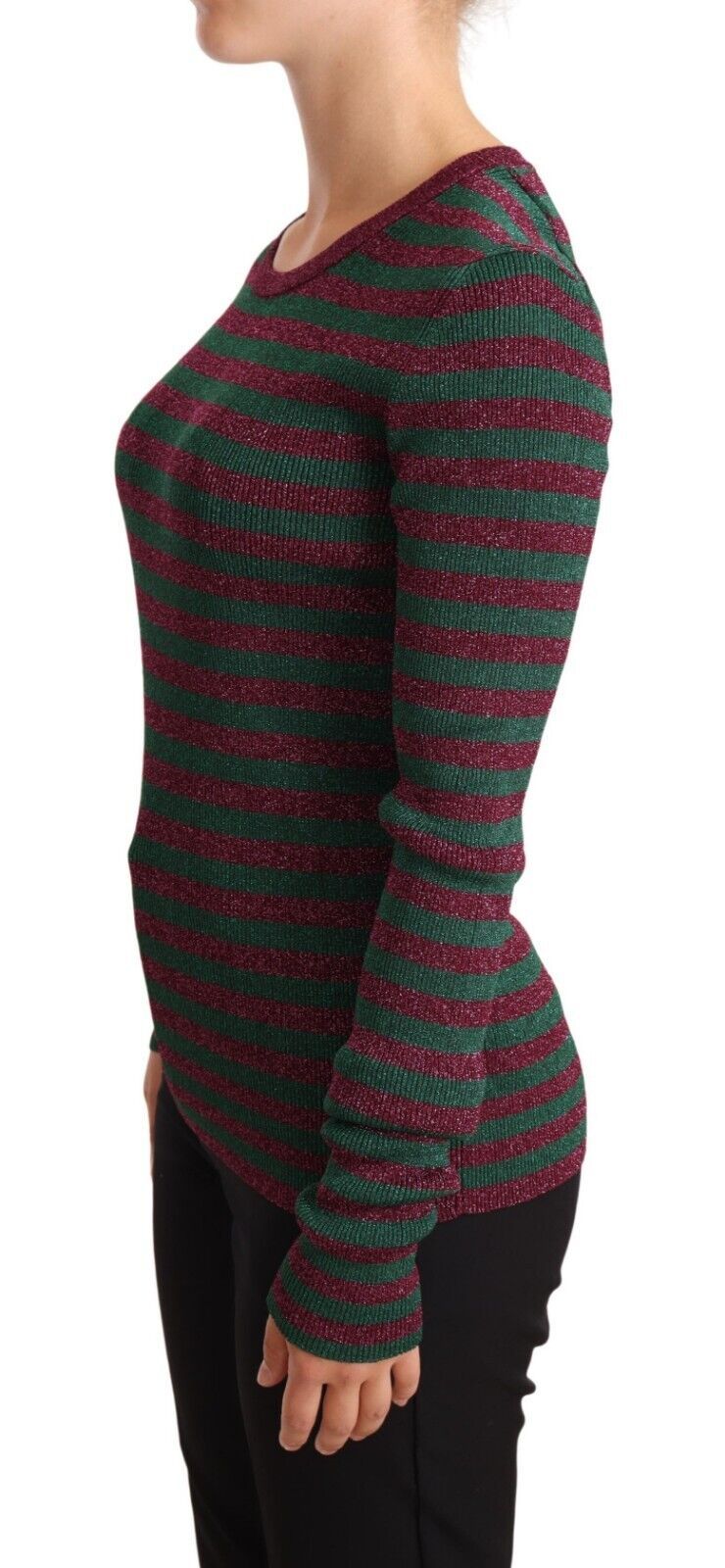 Dolce & Gabbana | Multicolor Striped Crew Neck Pullover Sweater