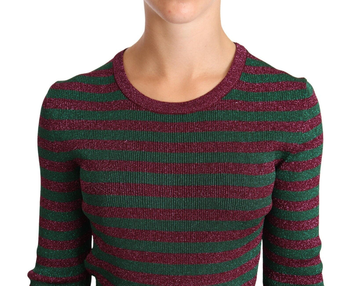 Dolce & Gabbana | Multicolor Striped Crew Neck Pullover Sweater