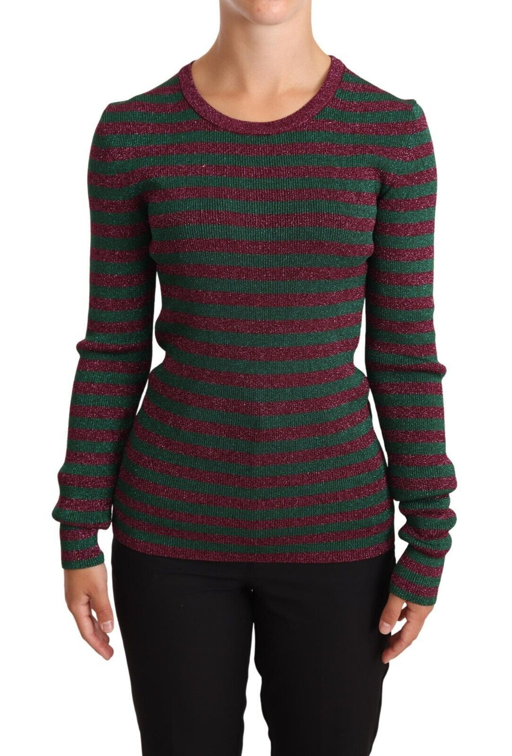 Dolce & Gabbana | Multicolor Striped Crew Neck Pullover Sweater