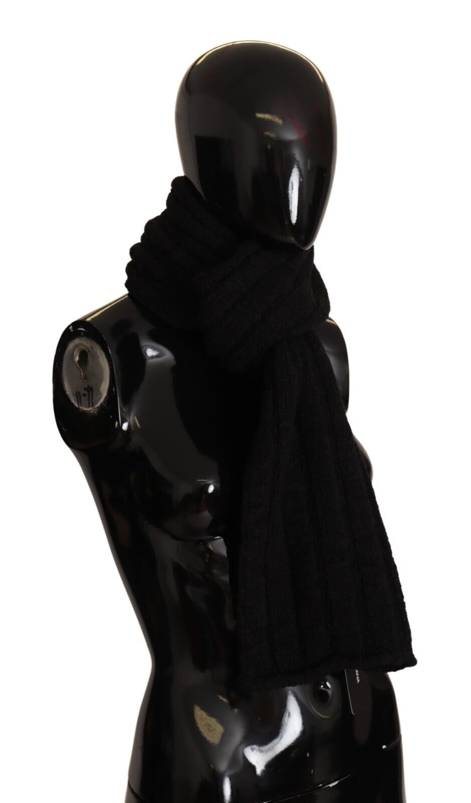 Dolce & Gabbana | Black Virgin Wool Knitted Unisex Warmer Shawl Scarf