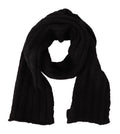 Dolce & Gabbana | Black Virgin Wool Knitted Unisex Warmer Shawl Scarf