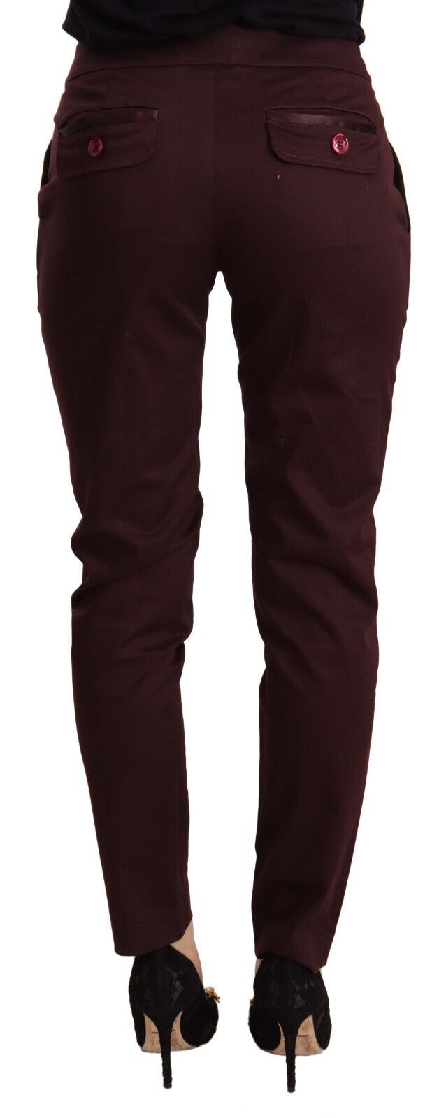Just Cavalli | Maroon Mid Waist Skinny Women Trouser Pants