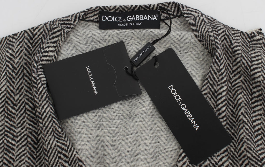 Dolce & Gabbana | Black White Wool Top Cardigan Sweater