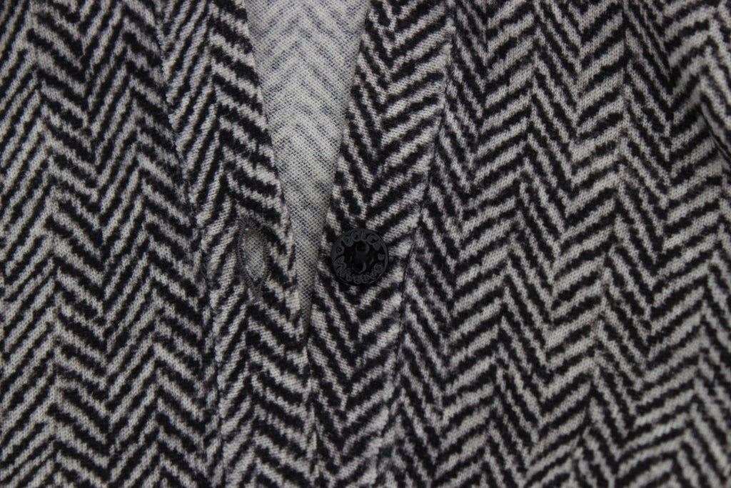 Dolce & Gabbana | Black White Wool Top Cardigan Sweater