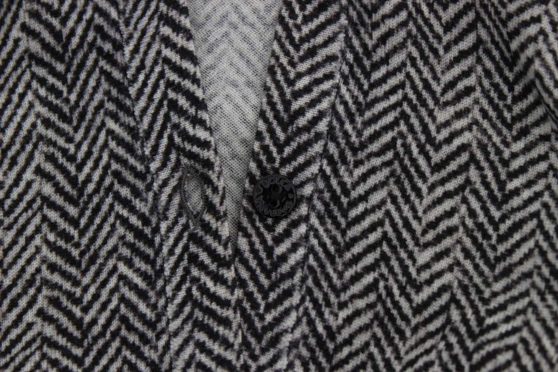 Dolce & Gabbana | Black White Wool Top Cardigan Sweater