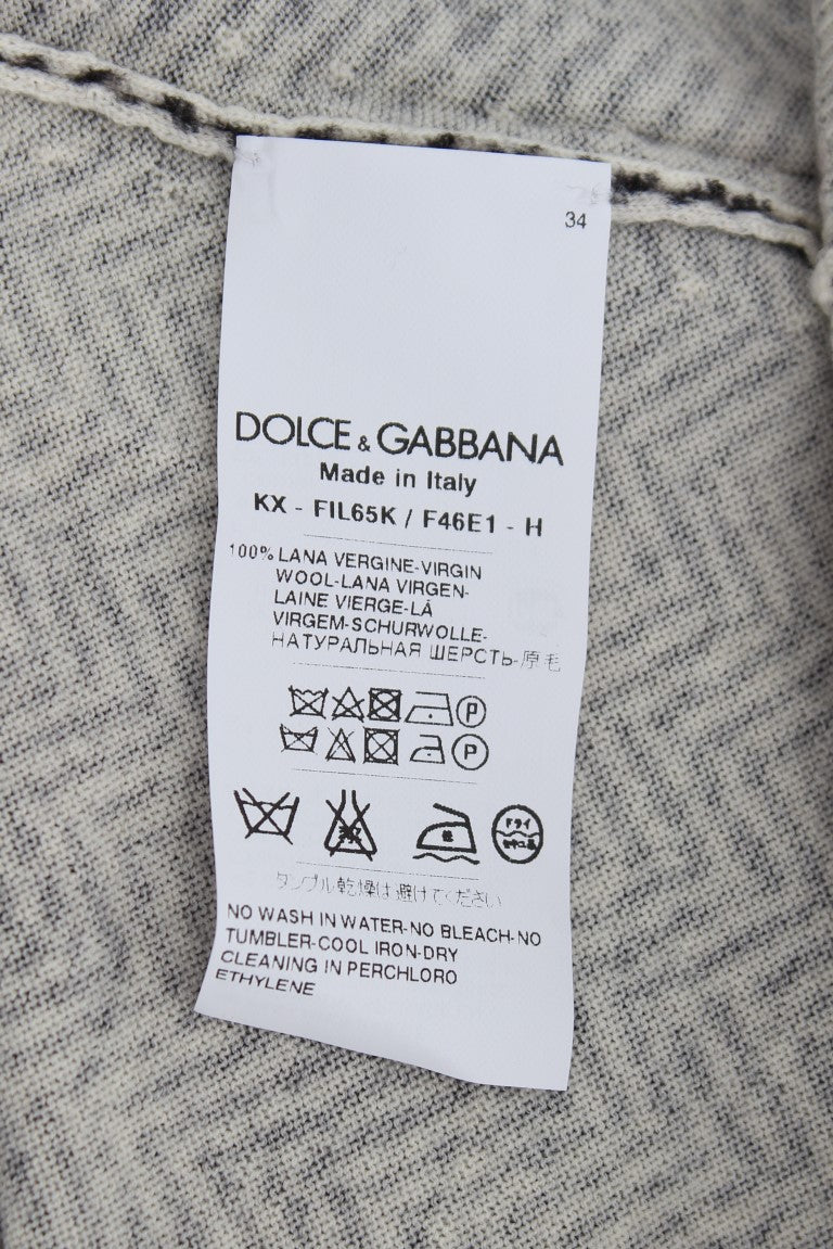 Dolce & Gabbana | Black White Wool Top Cardigan Sweater