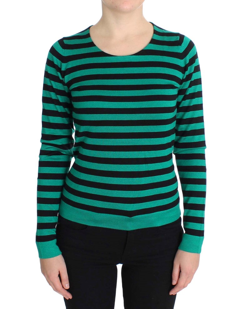 Dolce & Gabbana | Green Black Silk Cashmere Sweater
