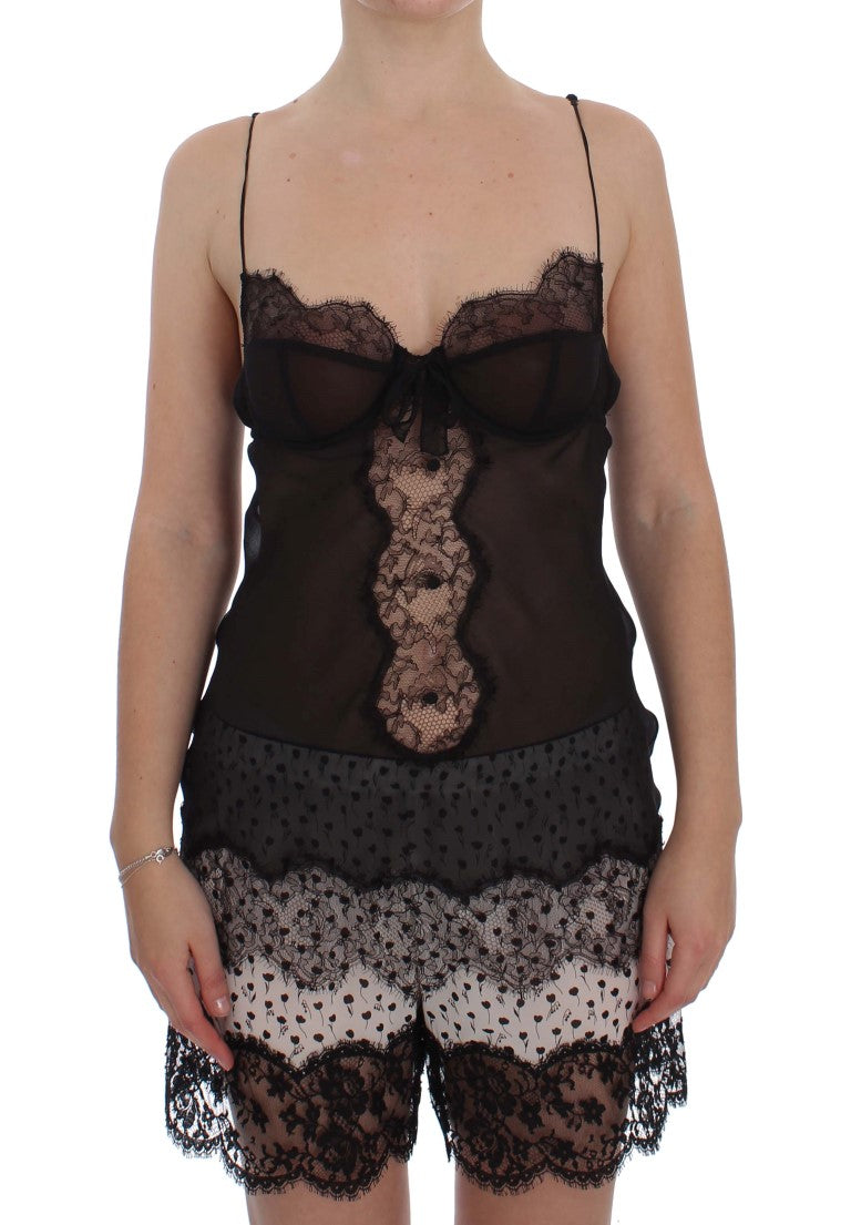 Dolce & Gabbana | Black Silk Lace Babydoll Lingerie Top