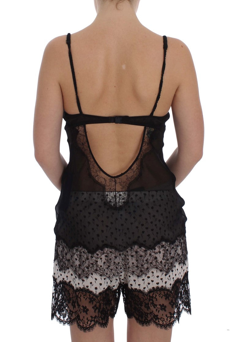 Dolce & Gabbana | Black Silk Lace Babydoll Lingerie Top