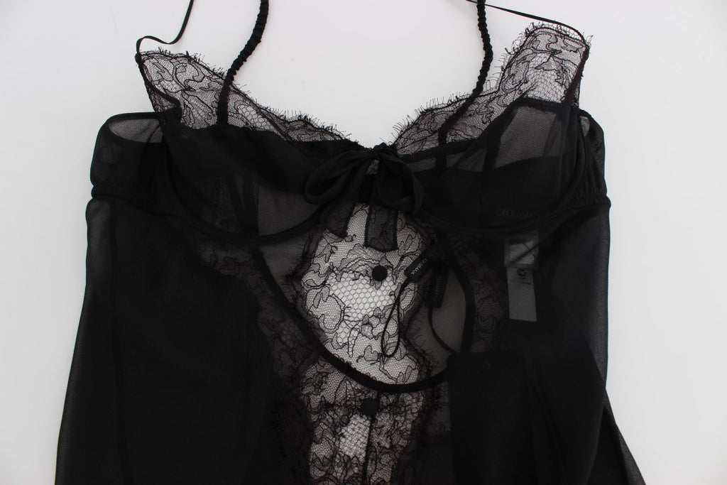 Dolce & Gabbana | Black Silk Lace Babydoll Lingerie Top
