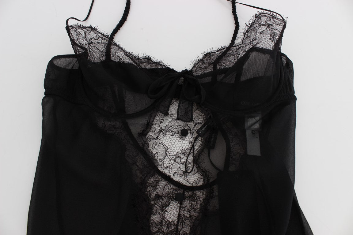 Dolce & Gabbana | Black Silk Lace Babydoll Lingerie Top
