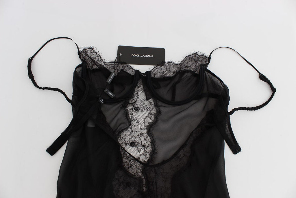 Dolce & Gabbana | Black Silk Lace Babydoll Lingerie Top