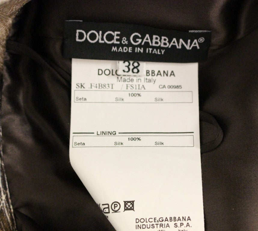 Dolce & Gabbana | Brown Floral Silk Straight Full Skirt