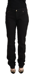Just Cavalli | Black Mid Waist Denim Cotton Skinny Jeans