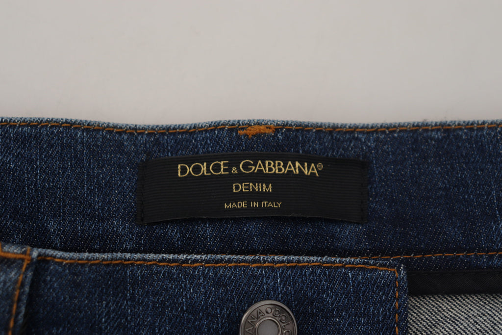 Dolce & Gabbana | Black Floral Lace Front Skinny Denim Jeans