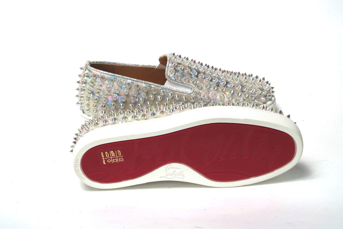 Christian Louboutin | White Ab/Clear Ab Roller Boat Woman Flat Sneaker