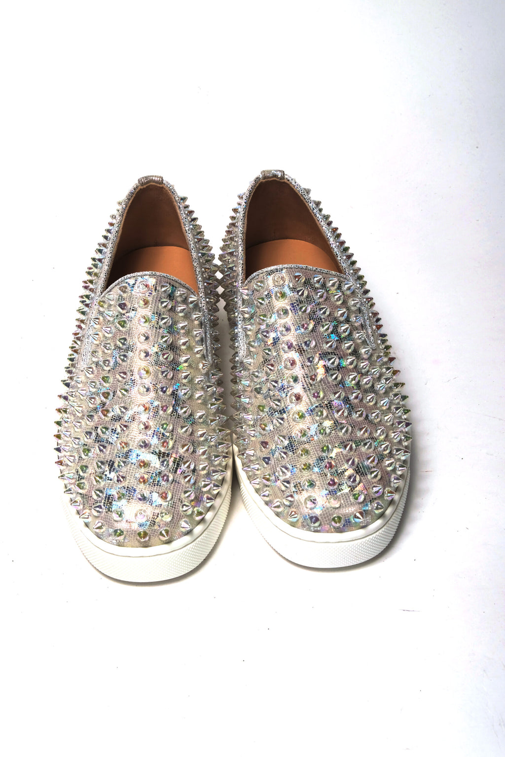 Christian Louboutin | White Ab/Clear Ab Roller Boat Woman Flat Sneaker