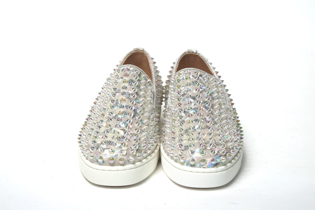 Christian Louboutin | White Ab/Clear Ab Roller Boat Woman Flat Sneaker