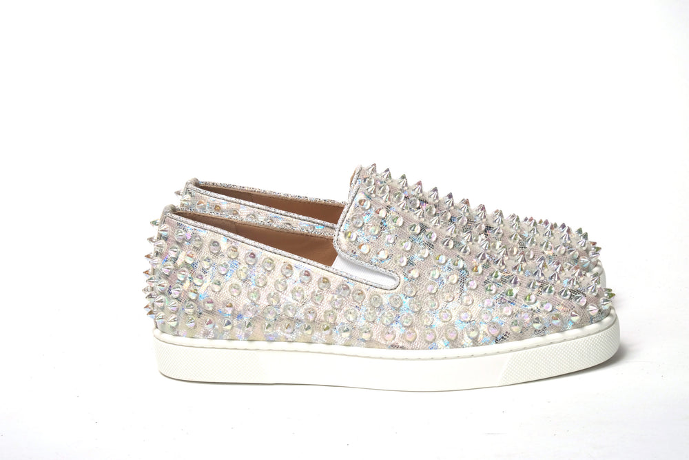 Christian Louboutin | White Ab/Clear Ab Roller Boat Woman Flat Sneaker