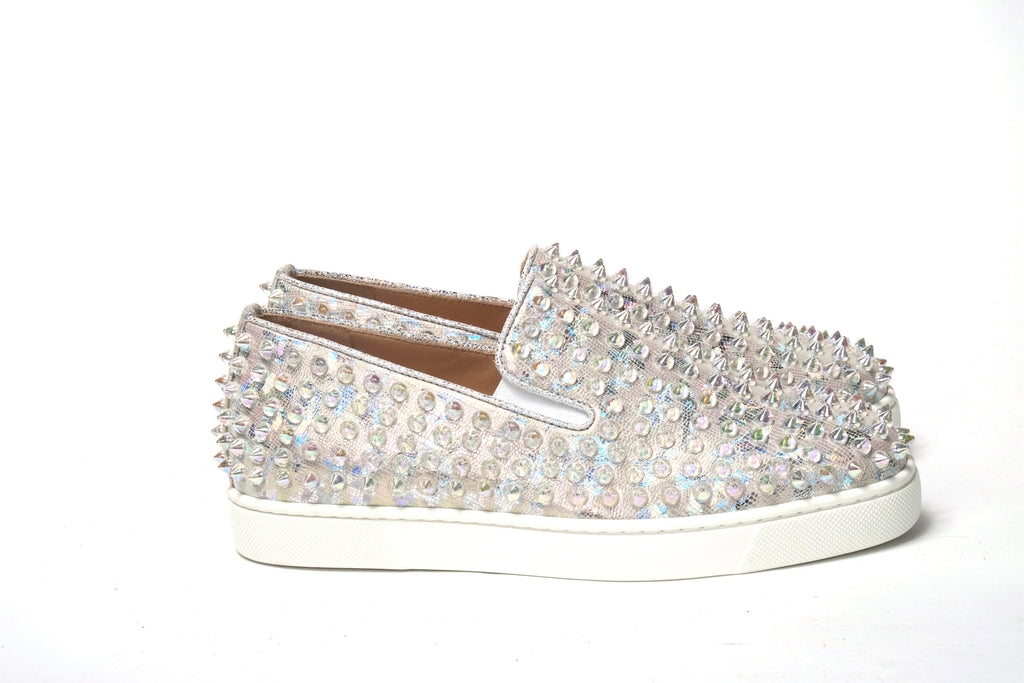 Christian Louboutin | White Ab/Clear Ab Roller Boat Woman Flat Sneaker