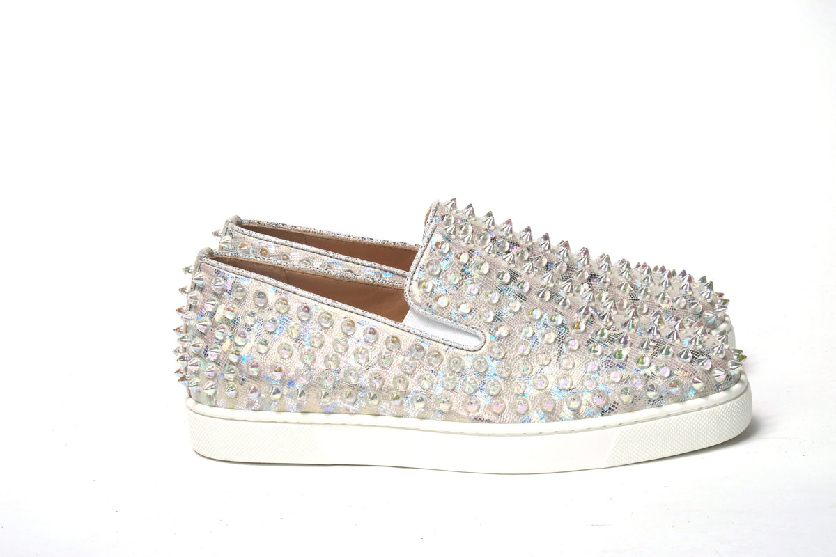 Christian Louboutin | White Ab/Clear Ab Roller Boat Woman Flat Sneaker