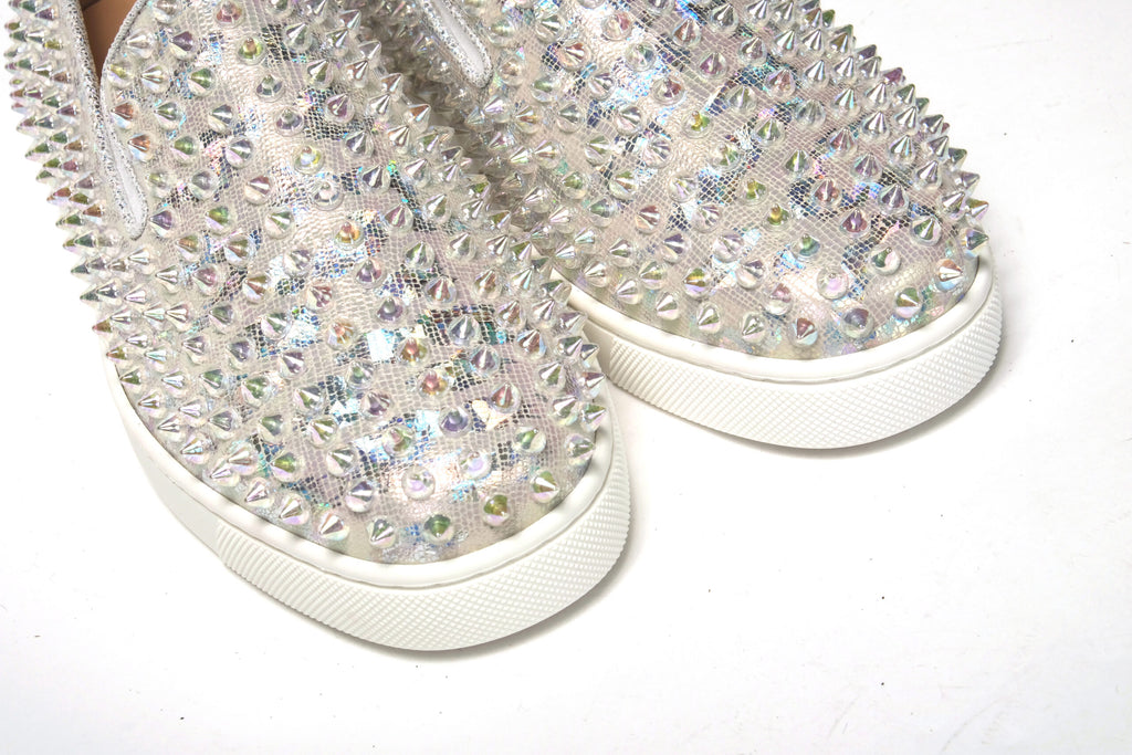 Christian Louboutin | White Ab/Clear Ab Roller Boat Woman Flat Sneaker