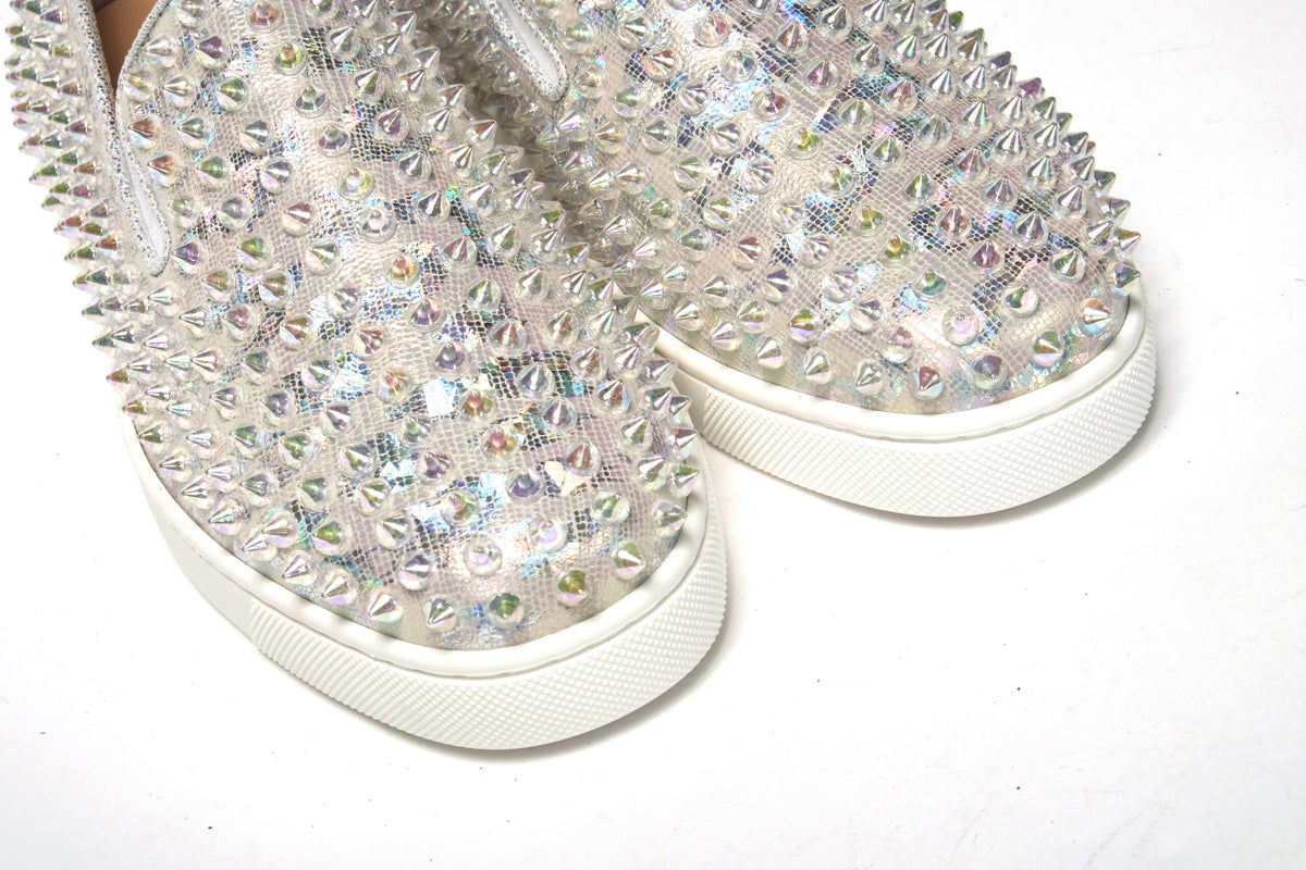 Christian Louboutin | White Ab/Clear Ab Roller Boat Woman Flat Sneaker