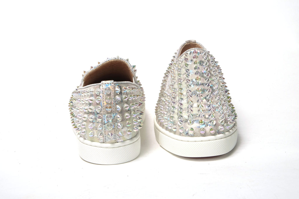 Christian Louboutin | White Ab/Clear Ab Roller Boat Woman Flat Sneaker