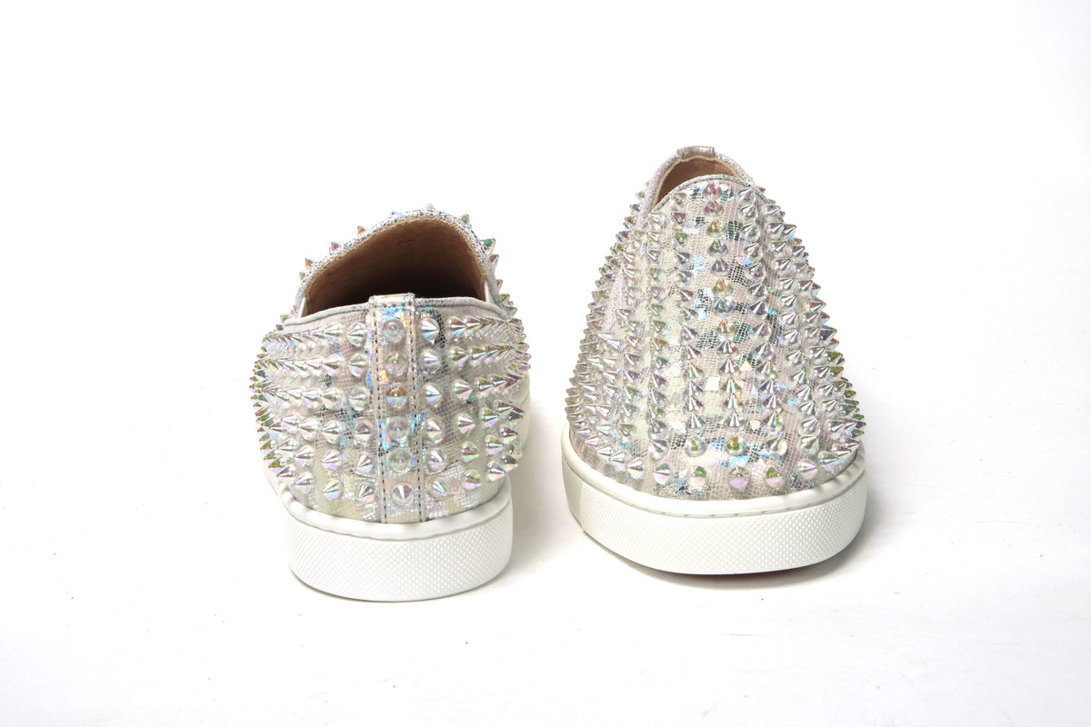 Christian Louboutin | White Ab/Clear Ab Roller Boat Woman Flat Sneaker