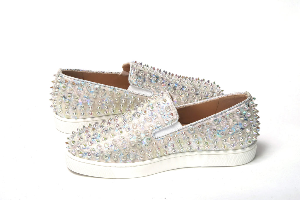 Christian Louboutin | White Ab/Clear Ab Roller Boat Woman Flat Sneaker