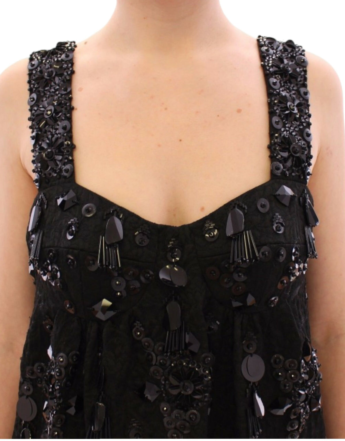 Dolce & Gabbana | Black floral crystal embedded dress