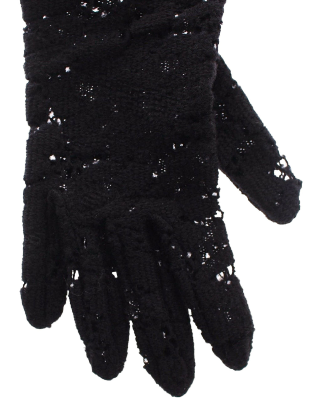 Dolce & Gabbana | Black Lace Wool Lambskin Fur Elbow Gloves