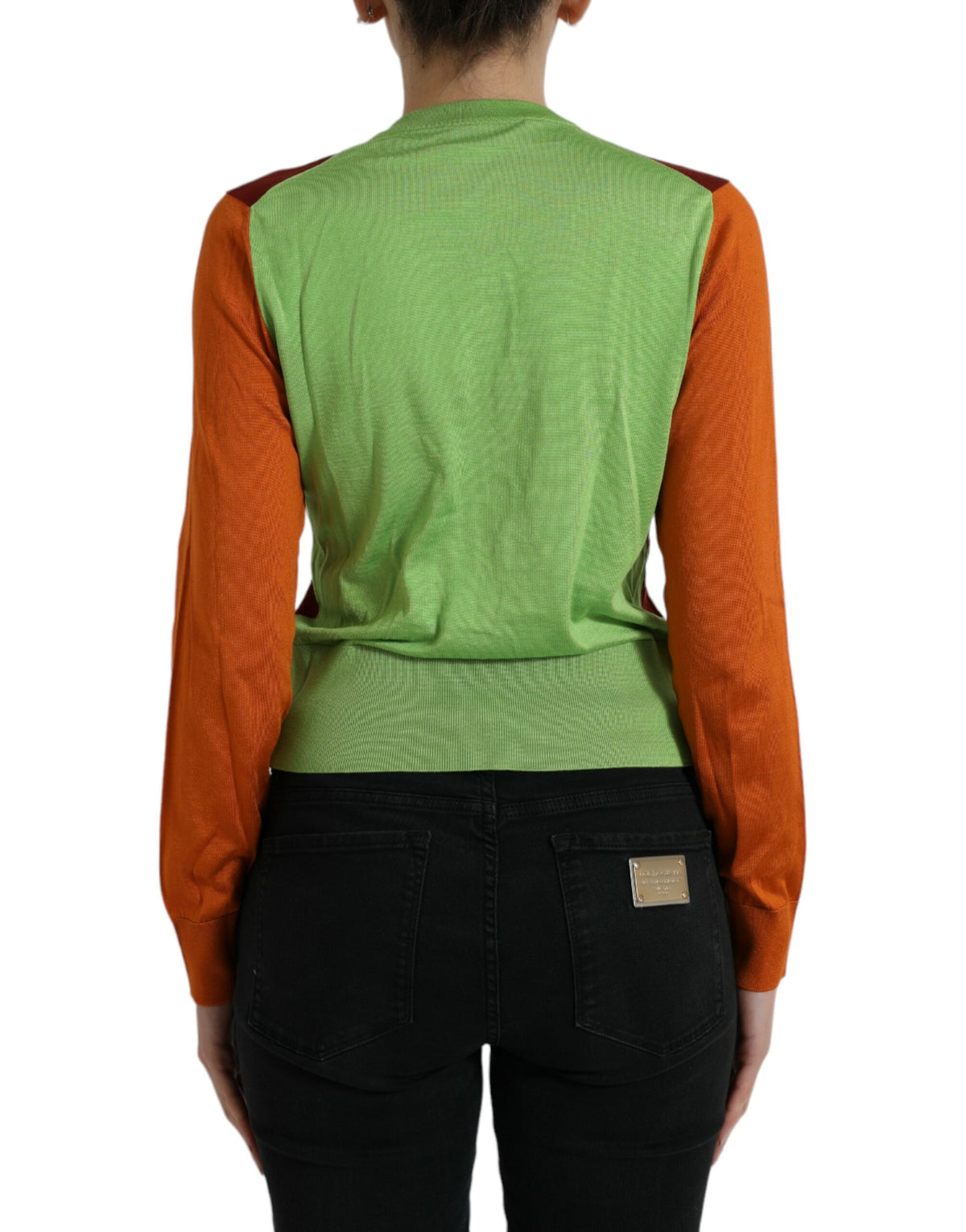 Dolce & Gabbana | Multicolor Silk Crewneck Cardigan Sweater